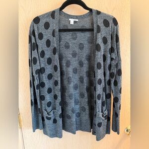 Halogen Gray and Black Polka Dot Cardigan